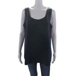 A'Nue Womens Dark Navy Scoop Neck Sleeveless Tank Top Size L